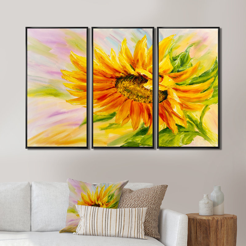 3 pièces, peinture sur toile, Cadre noir, L 36 po x H 28 po