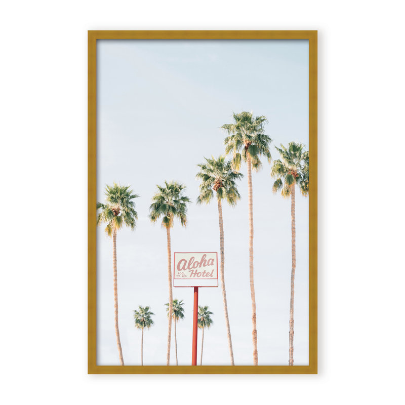 Coastal Retreat Aloha Hotel by  - Picture Frame Photograph on Paper, 24" H x 16" W x 1.125" D, Beige, Framed Matted Print
