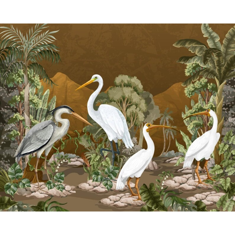 Adhésif mural rétro botanique de la nature, L 108 po x l 96 po