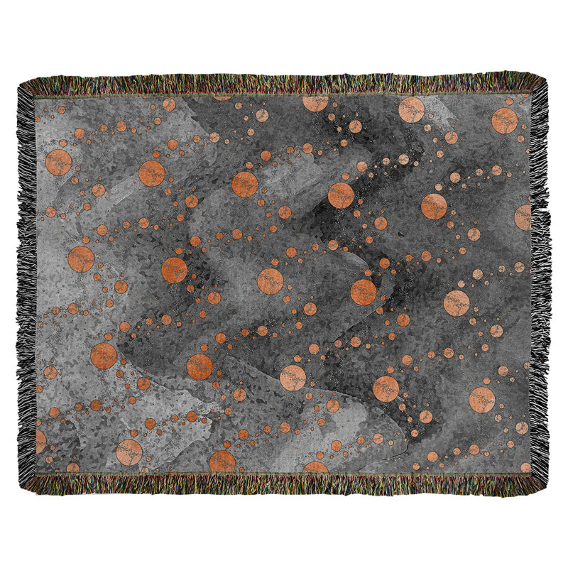 Couverture tissée hexagonale Katelyn Elizabeth, l 60 po x L 80 po, Orange / Noir