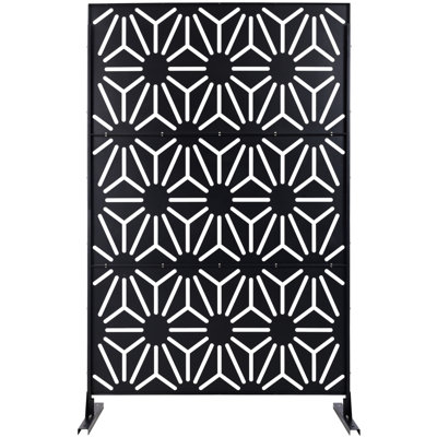 Outdoor & Indoor Privacy Screen Metal Privacy Screen 76" H×48" W, Freestanding Decorative Privacy Screen For Deck Balcony Patio, Privacy Fence Panels For Outside Lawn Garden PS118