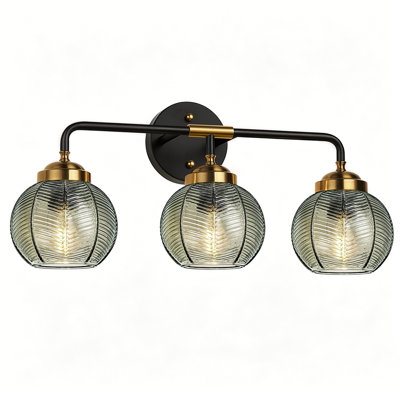 Lampe de salle de bain moderne à 3 lumières avec abat-jour en verre texturé pour miroir, couloir et salon