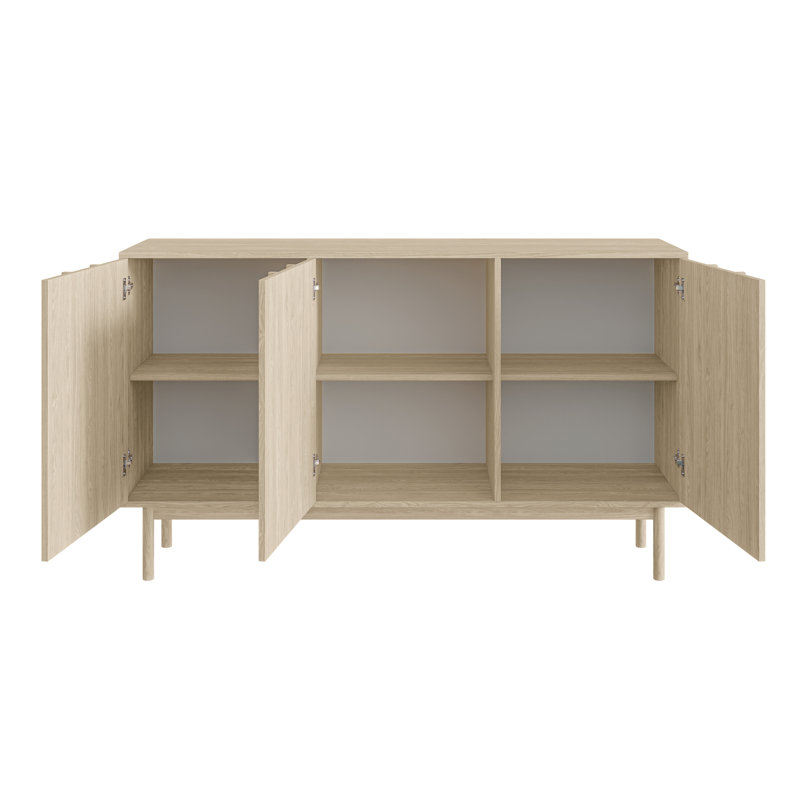 Three-Door Oiled Oak Chest of Drawers