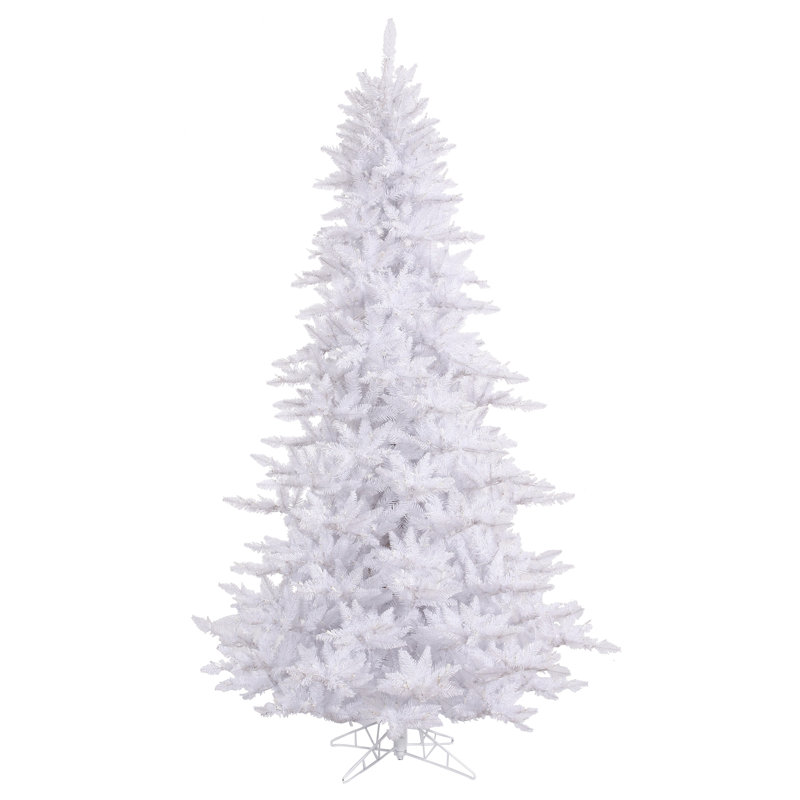 Sapin de Noël artificiel blanc avec base, H 10 pi, Non pré-éclairé