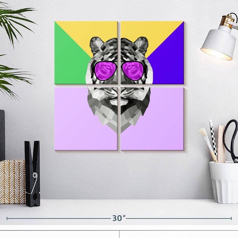 Tigre Brampt Party dans des verres, H 18 po x l 18 po
