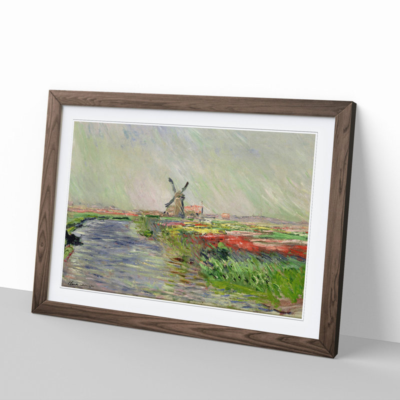 Field of Tulips, Holland by Claude Monet - Picture Frame Painting, Walnut Framed, 36cm H x 48cm W x 2cm D