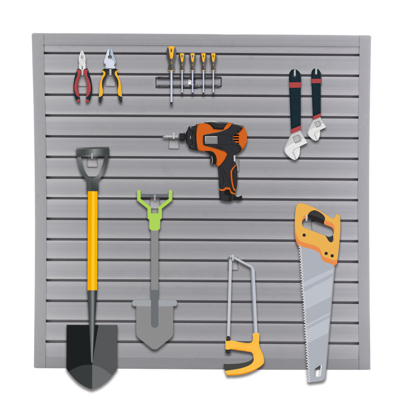 Pvc Slatwall Panel & Hook System - Industrial Grade Organization, 47.24" H x 47.24" W x 1" D