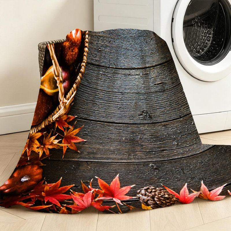 Jeté en flanelle dorée ultra douce, imprimé d'un côté d'automne, Throw 30" x 40"