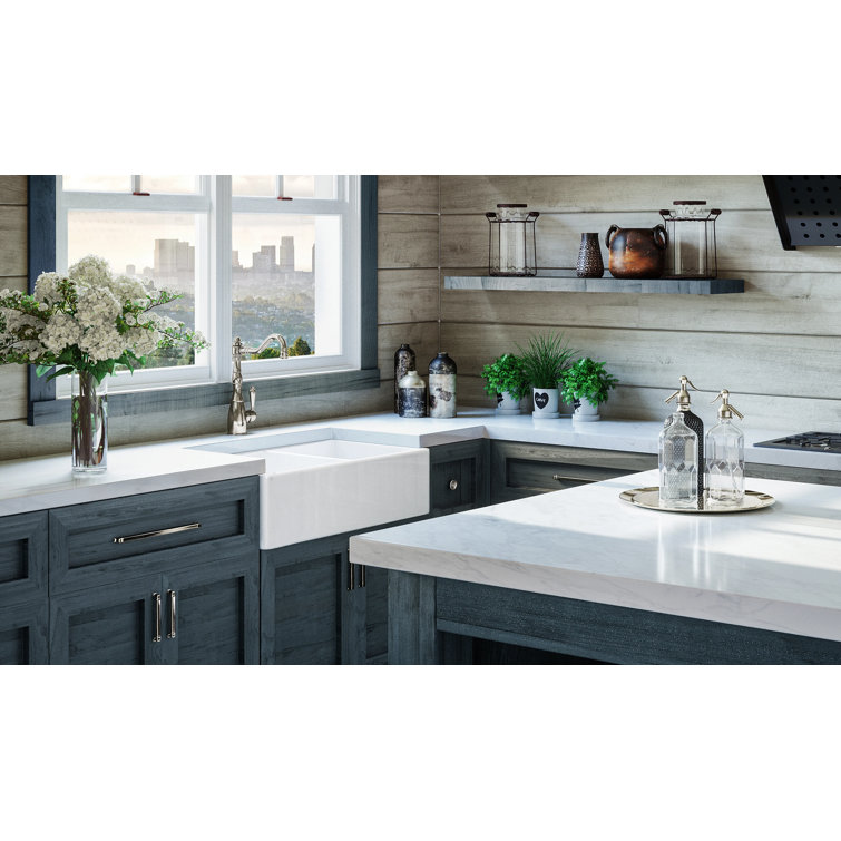 Luxury 33" L x 20" W Double Basin Undermount Kitchen Sink with Basket Strainer