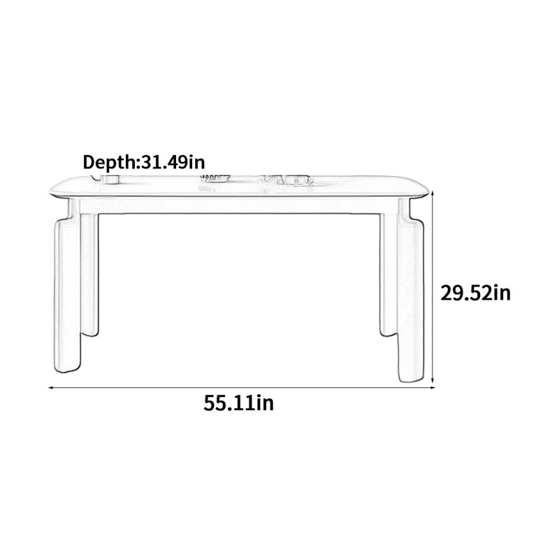 Table de salle à manger Elephant Legs, H 29,52 po x L 55,11 po x l 31,49 po