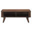 Table basse décorative moderne avec finition noyer et 2 tablettes de rangement Mid-Century fixes