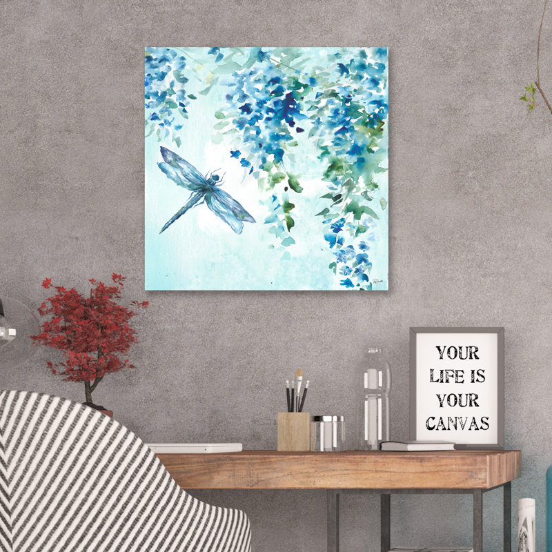 Wisteria And Dragonfly by Tre Sorelle Studios - Wrapped Canvas Print, 60.96cm H x 60.96cm W