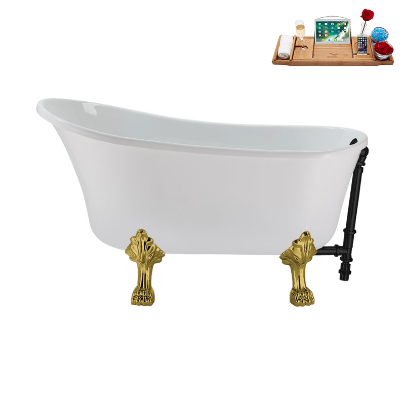 51.2'' x 25.6'' Soaking Acrylic Bathtub, Polished Gold, Matte Black