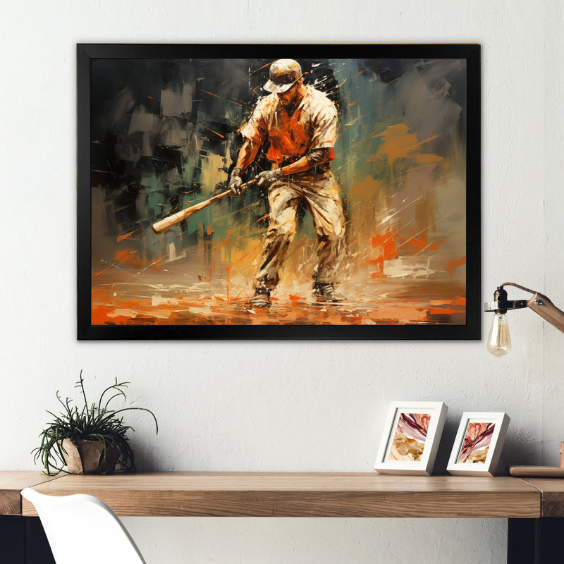 Baseball abstrait Infield - imprimé, Cadre photo noir, H 16 po x l 32 po x P 1 po