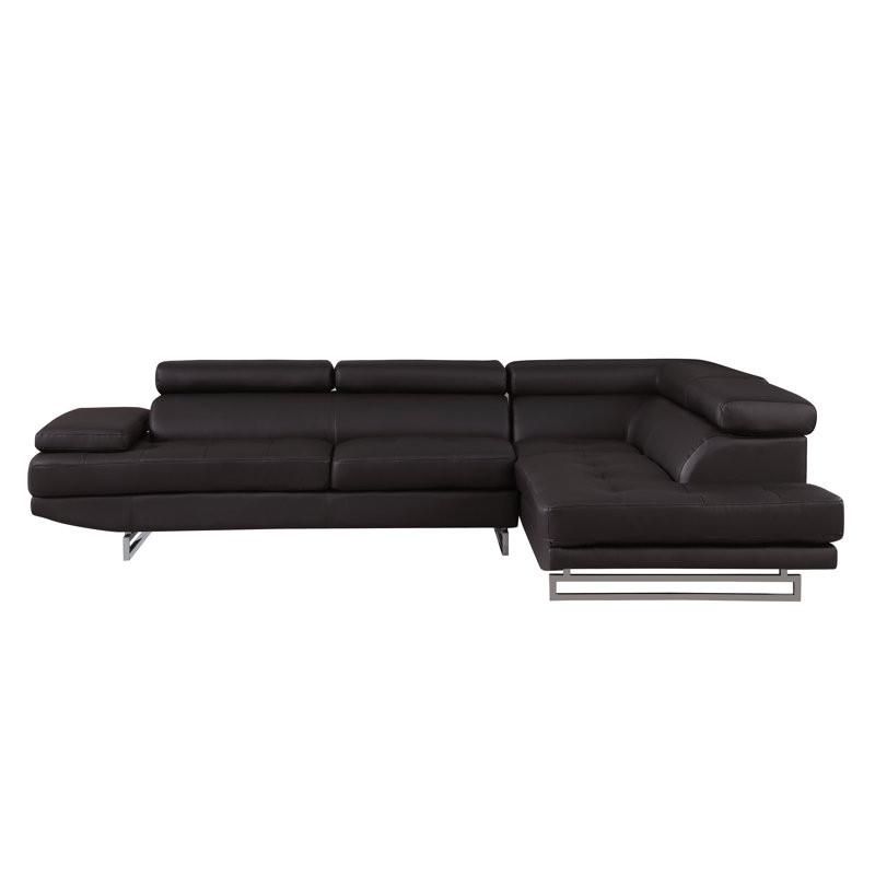 Armes Upholstered L-Shaped Sectional Left Hand Facing, Left Hand Facing, Brown Faux Leather