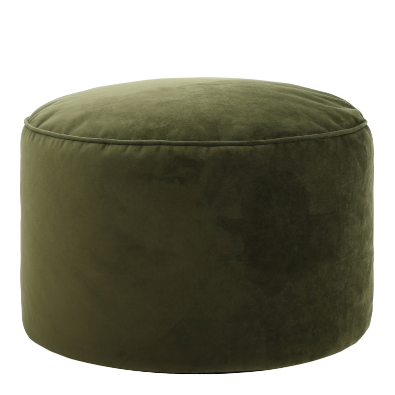 Milano 55Cm Wide Velvet Round Pouffe Ottoman, Olive Green
