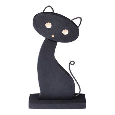  Handmade Miss Cat Wood Sculpture