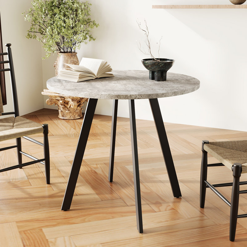 Modern Minimalist Circular Dining Table,Cement Texture, Medieval Modern Small Circular Dining Table, Casual Coffee Table