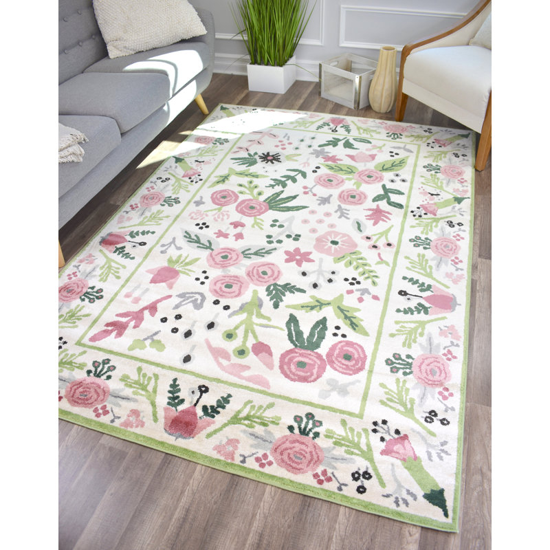 Tapis floral ivoire Valentina, Rectangle 9 pi x 12 pi