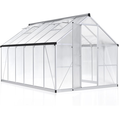 8 ft. W x 12 ft. D Greenhouse for Outdoors, with Quick Setup Structure and Roof Vent, Silver