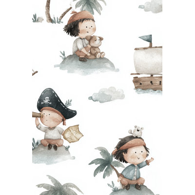 Dessin de pirate, papier peint décoratif pour enfants