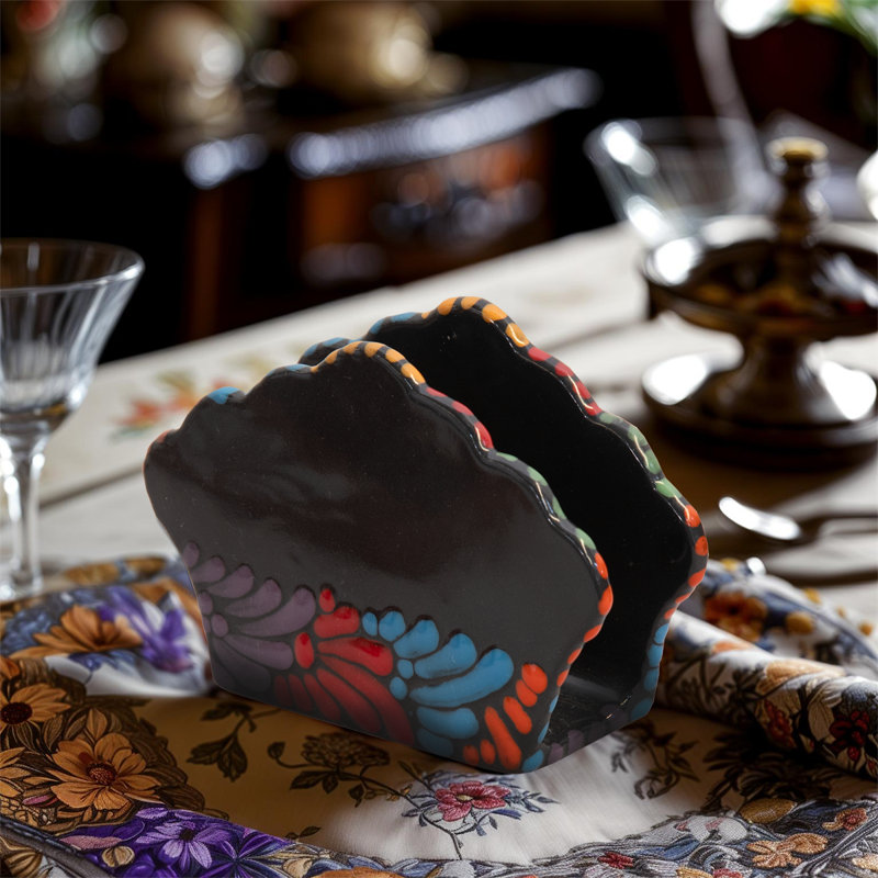 High Quality Talavera Flower Napkin Holder - Multicolor