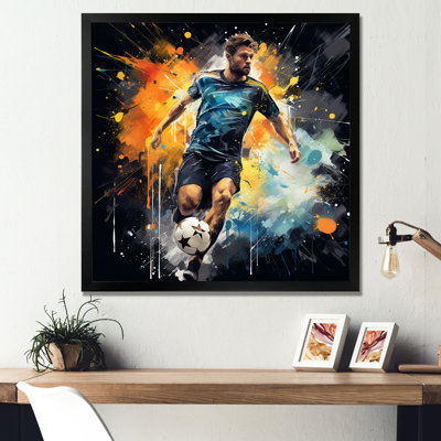 Joueur de football vert et jaune I - soccer, art mural