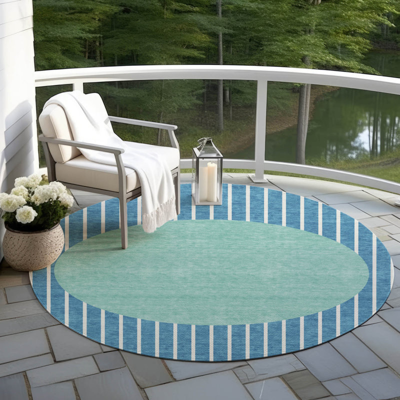 Tapis lavable intérieur / extérieur bleu sarcelle Ember , 3 pi x 5 pi