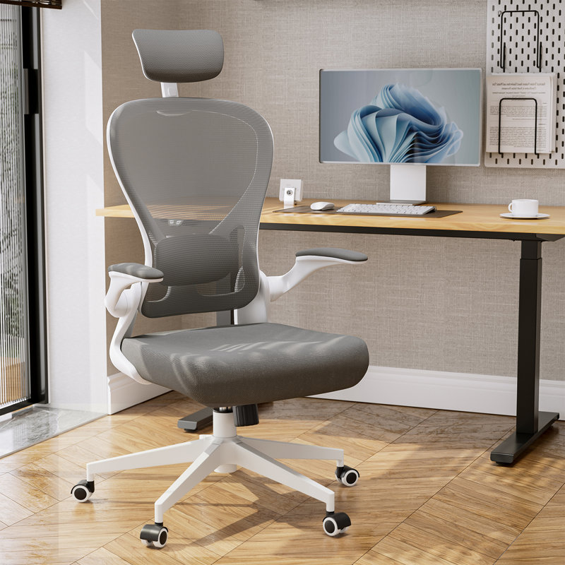Chaise de bureau, chaise de travail Mauriyah, Gris, Blanc