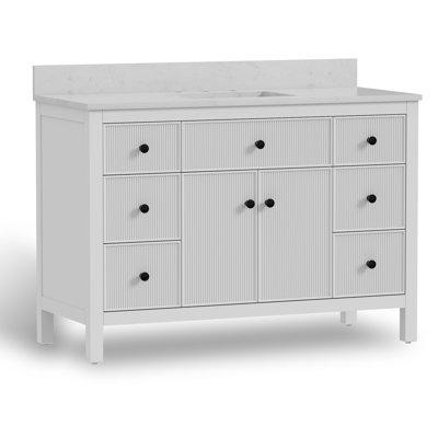 Barnhart 48" Fully Assembled Single Bathroom Vanity with Engineered Stone Top, Ceramic Sink