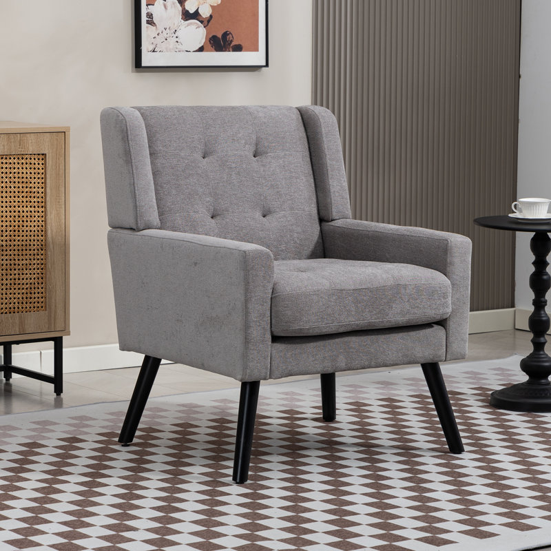 Fauteuil capitonné à dossier large rembourré, Dove Grey Linen