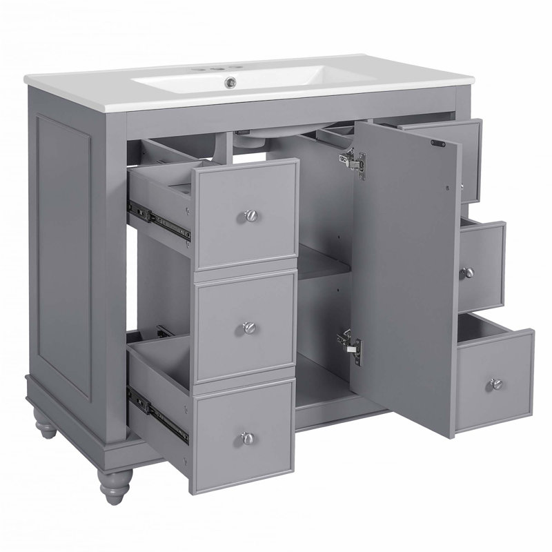 Meuble-lavabo de salle de bain avec lavabo intégré en résine