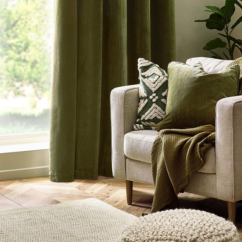 Square Cushion Cover, Olive