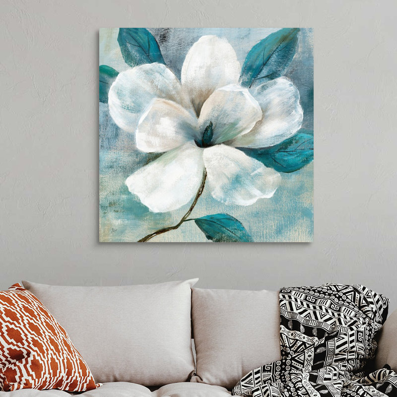 Art mural bleu sarcelle Magnolia I, Toile tendue, H 36 po x l 36 po x P 1,25 po