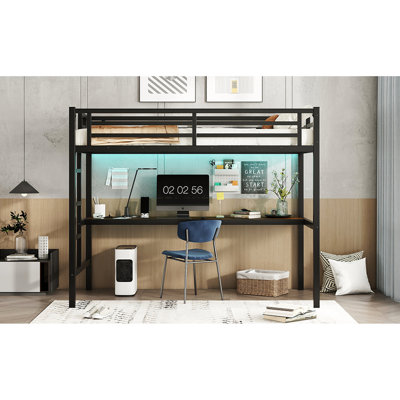 Lit mezzanine en métal avec bureau Space
