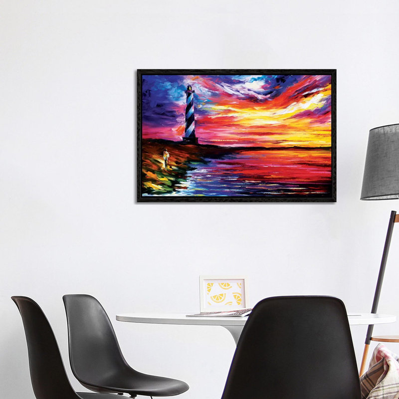 Lighthouse 1 Piece Painting on Canvas, 101.6 cm H x 66.04 cm W, Black Framed Canvas