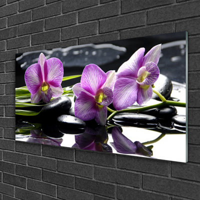 Flower Stones 1 Piece Wall Art on Glass