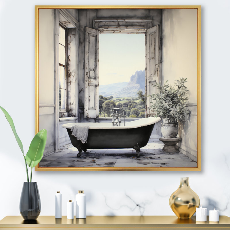 Impression sur toile Bath, Doré, H 24 po x l 24 po, Reproduction avec cadre flottant