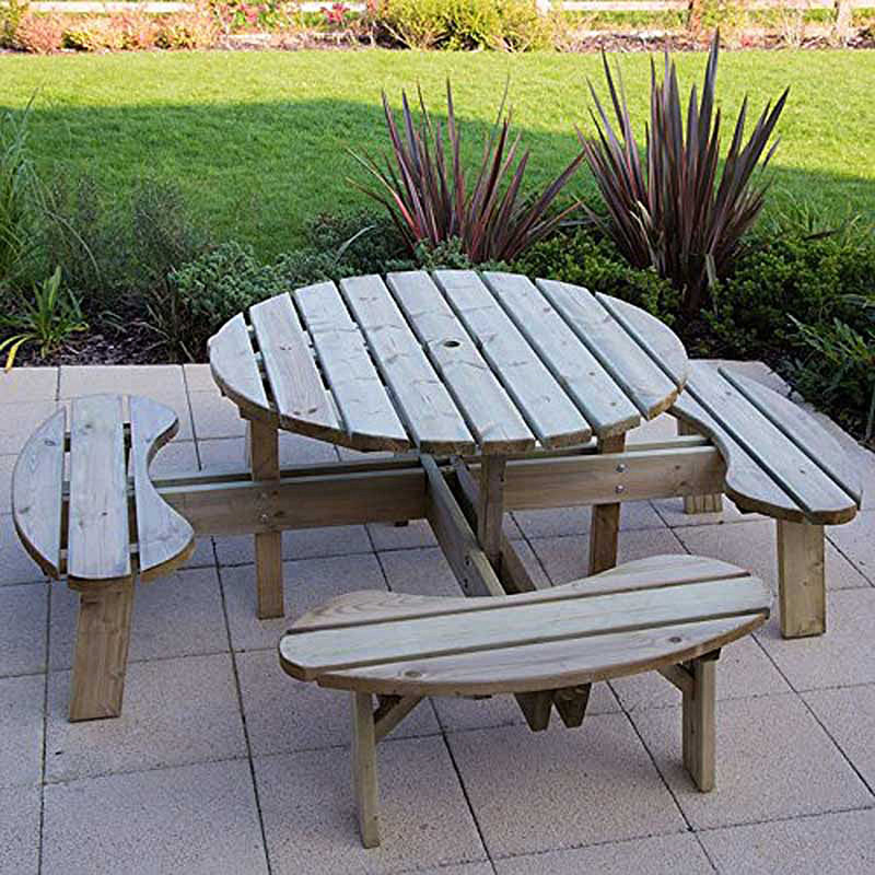 Gloria 8 - Person Wood Patio Dining Set with Round Table