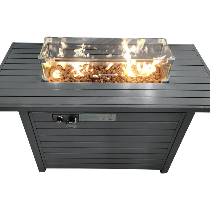 Table de foyer d'extérieur au propane en acier 42 po avec couvercle