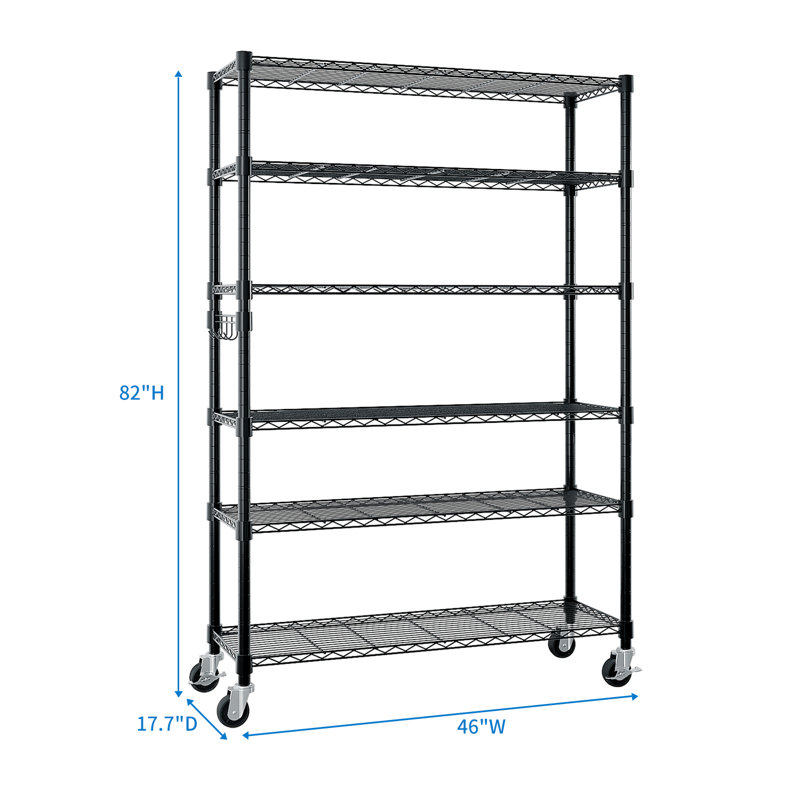 Maxden 46'' W Height Adjustable Shelving Unit with Wheels, Black