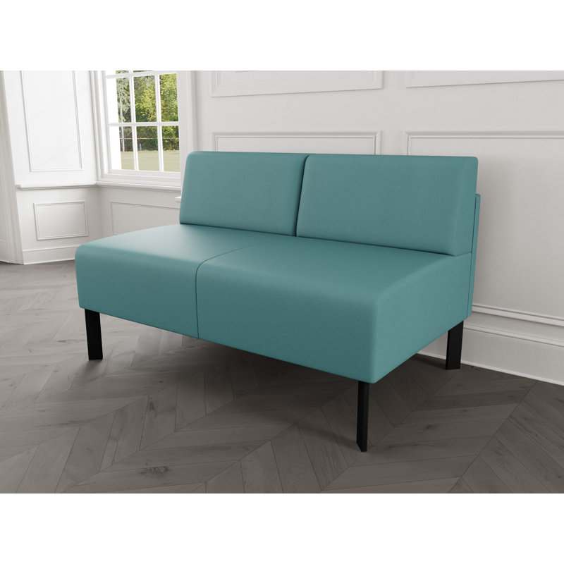 Causeuse sans accoudoirs Luxe Lounge, Acier noir, Plot Line bleu marine