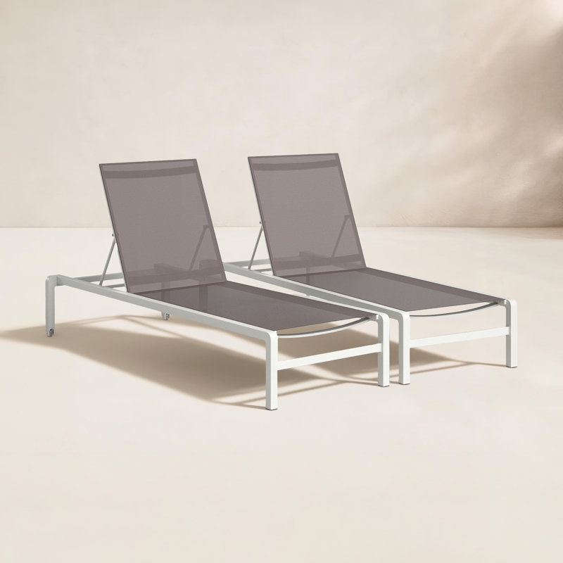 Isabella Outdoor Rust-Resistant Metal Chaise Lounge Set, Gray