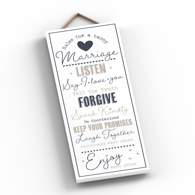 Vivid Squid Wholesale Rules For A Happy Marriage - No Frame Print on Wood