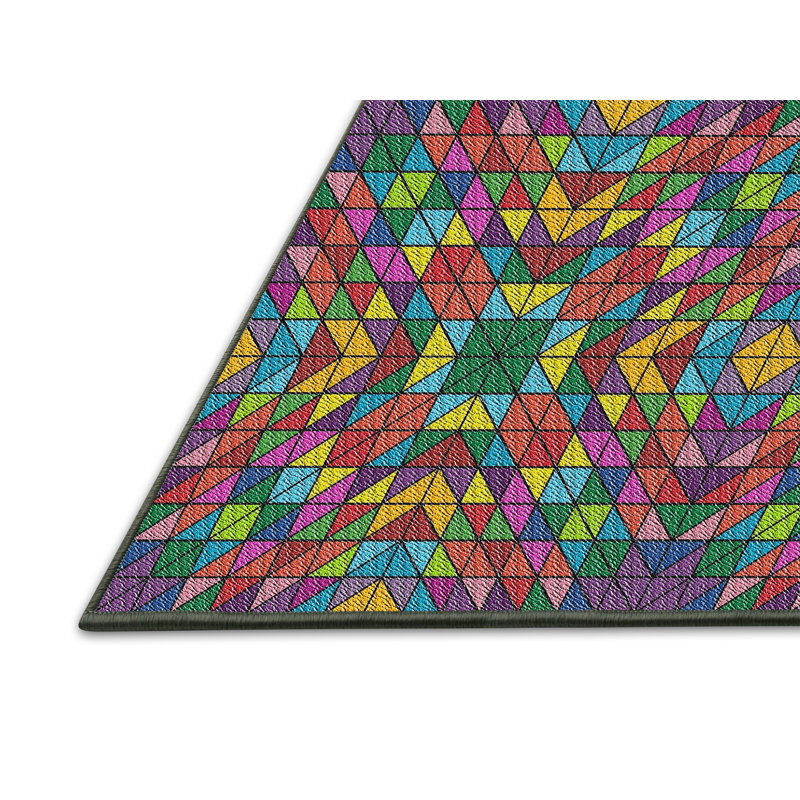 Tapis rouge/bleu/vert/rose à tissage électrique, Rectangle 2 pi x 3 pi