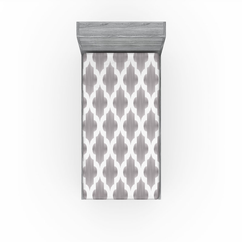 Drap-housse orange Ambesonne, Drap-housse pour lit simple TG, Gris pâle / blanc géométrique