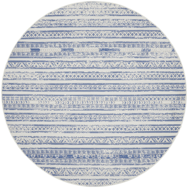 Tapis ivoire éclectique Harriet Bohemian, Rond 5 pi