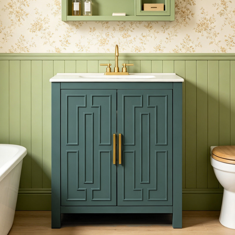 30'' Green Modern Freestanding Single Bathroom Vaniy Set, Blue