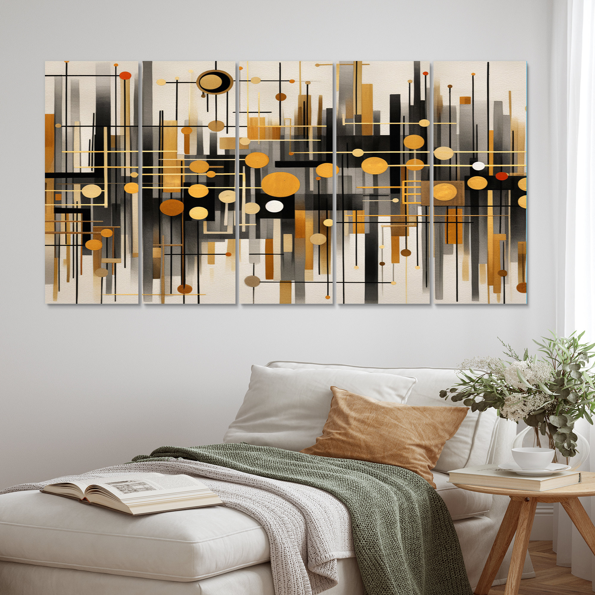 Wrought Studio™ Gold And Black Infinite Patterns - Abstract Shapes ...