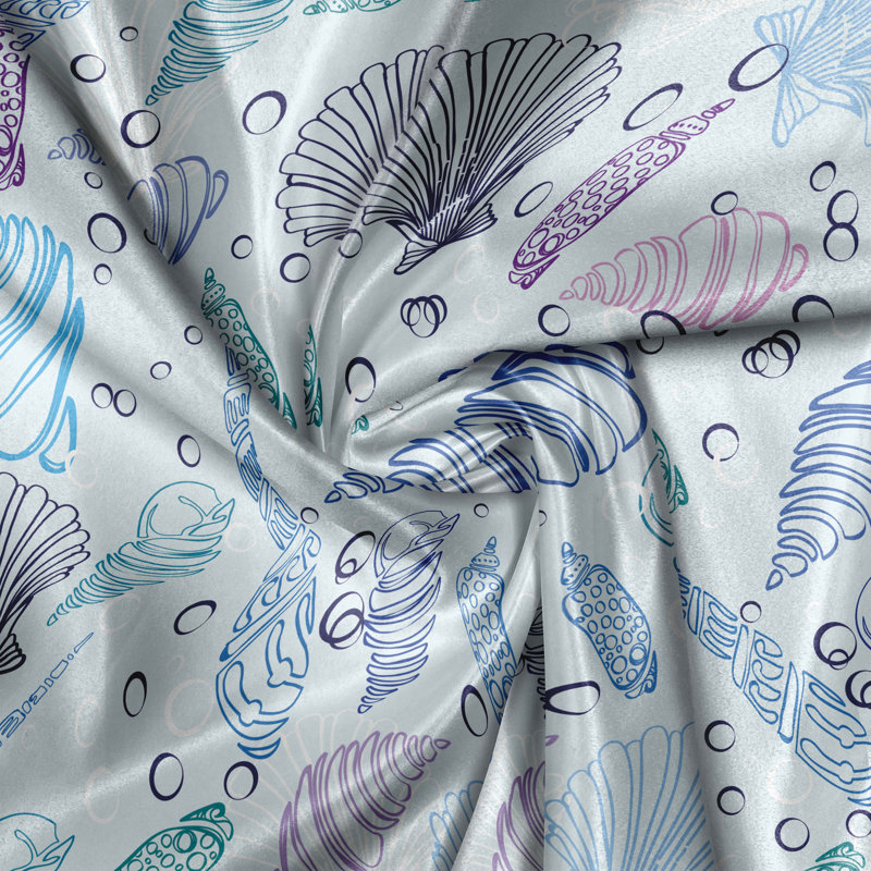 Rustic curtain, bubble ocean, indigo pale blue purple